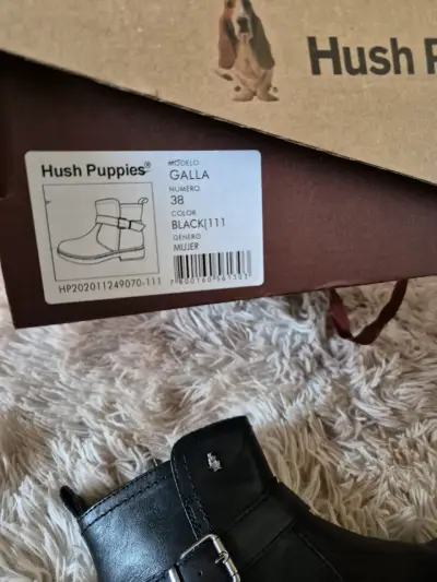 Botines de cuero negro Hush Puppies Galla para mujer - miniatura 1