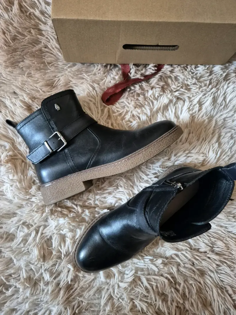 Botines de cuero negro Hush Puppies Galla para mujer - 2