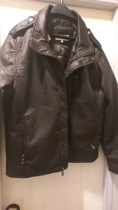 Chaqueta de cuero cafe Calvin Klein para hombre - miniatura 1