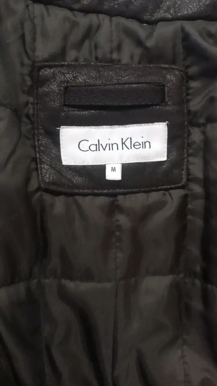 Chaqueta de cuero cafe Calvin Klein para hombre - 2