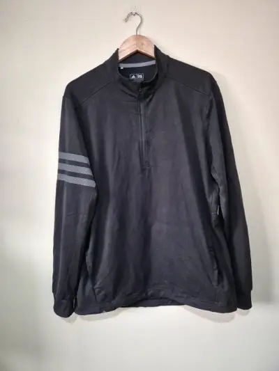 Polerón negro Adidas con cierre medio - miniatura 1
