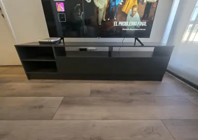 Mueble de TV moderno negro con almacenamiento - miniatura 1