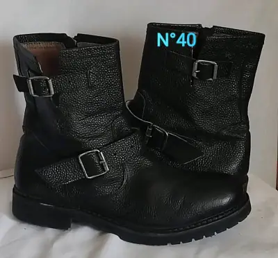 Botines de cuero beige talla 39 con tacón alto - miniatura 5