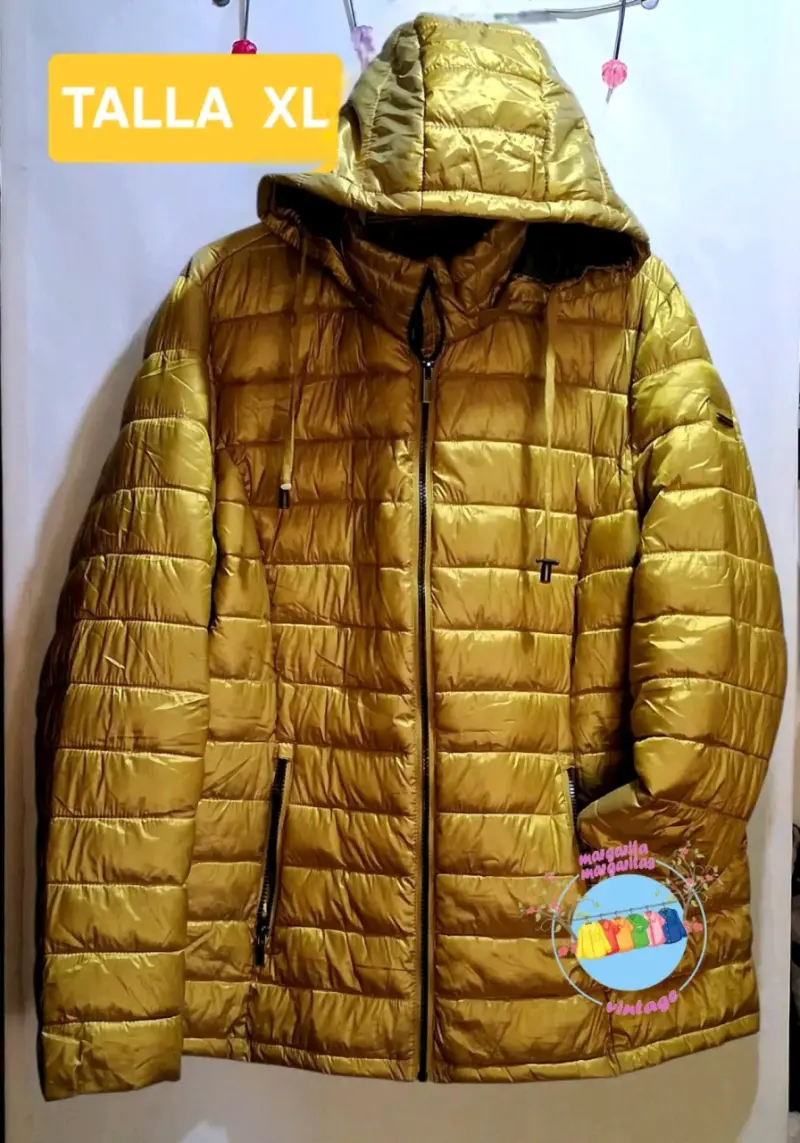 Chaqueta acolchada dorada con capucha talla XL - 1