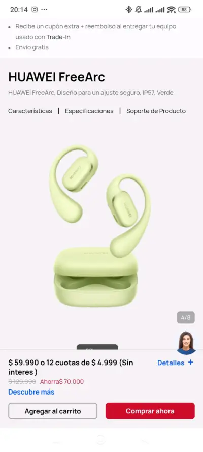 Auriculares Huawei FreeArc IP57 Verde - miniatura 1