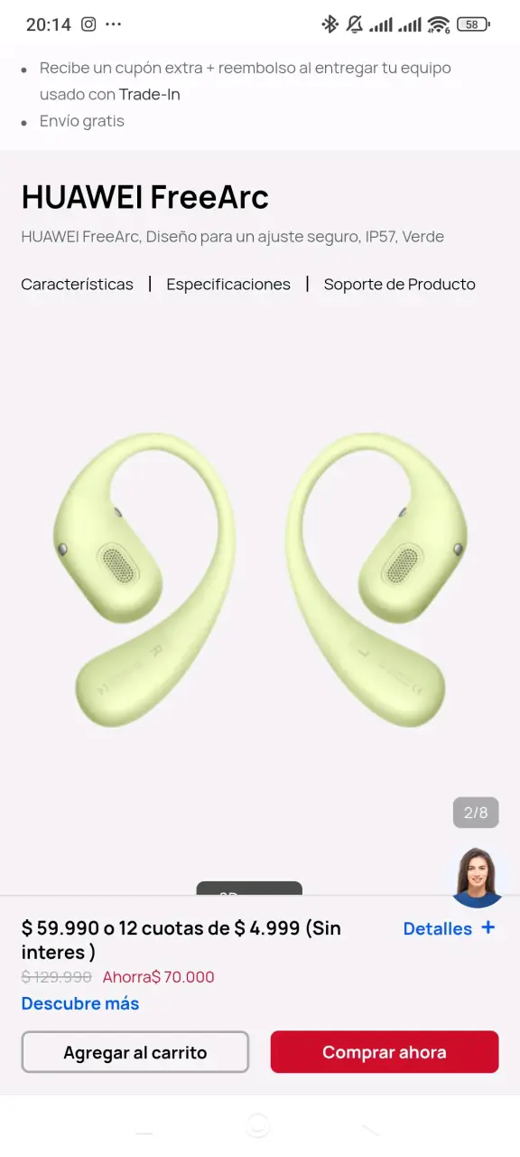 Auriculares Huawei FreeArc IP57 Verde - 2