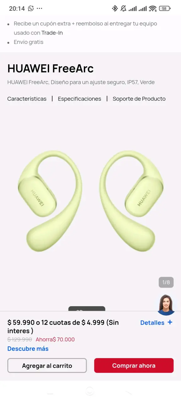 Auriculares Huawei FreeArc IP57 Verde - 3