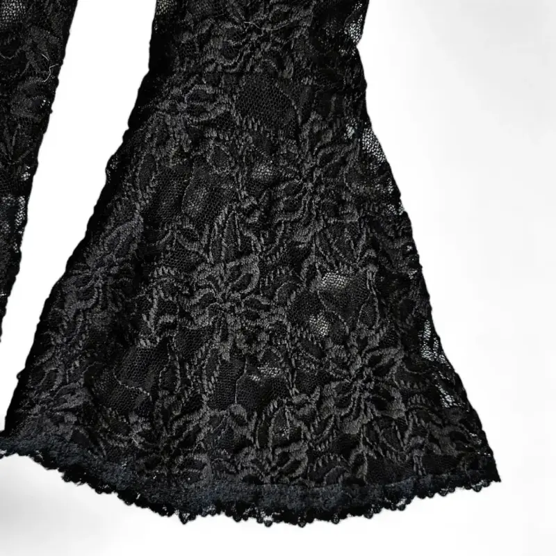 Vestido Encaje Talla M negro mangas acampanadas - 2