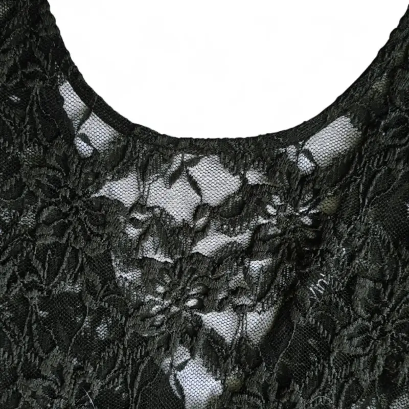 Vestido Encaje Talla M negro mangas acampanadas - 3