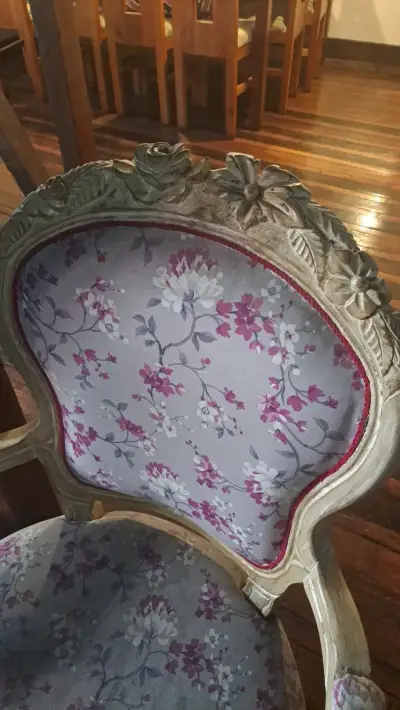 Sitial vintage tapizadas en tela floral - miniatura 4