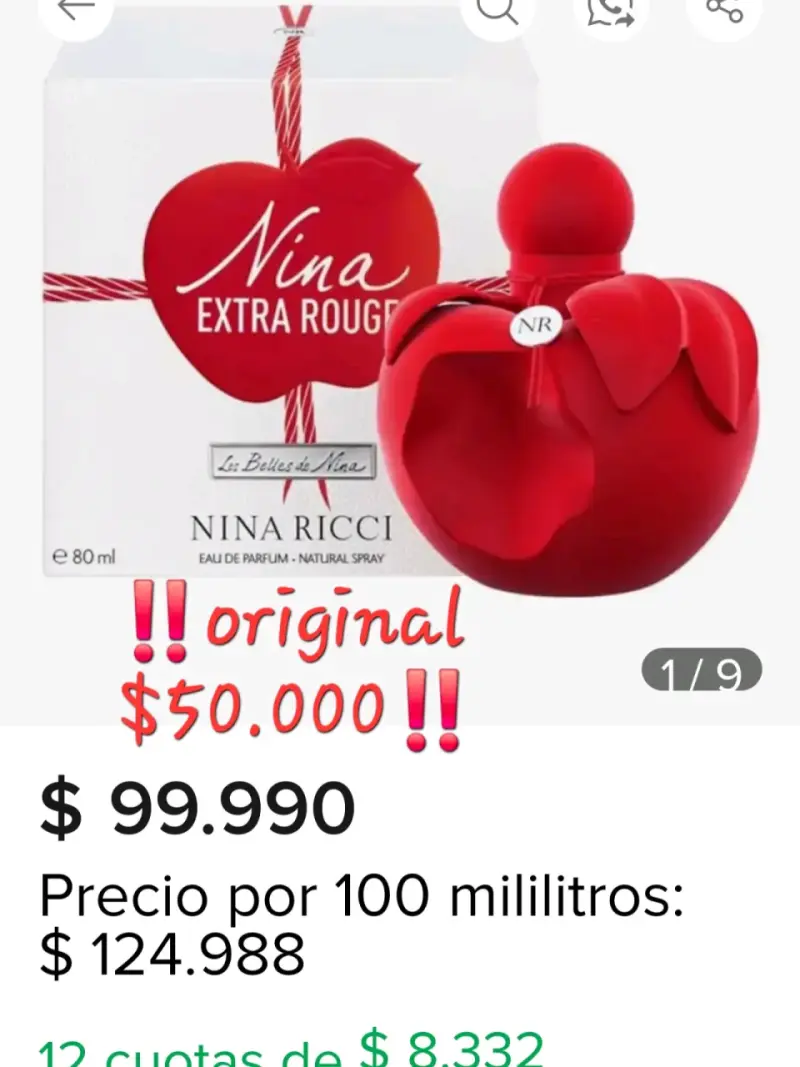Perfume Nina Ricci Extra Rouge 80ml Original - 1