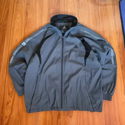 Chaqueta deportiva gris Adidas con cierre - miniatura 1