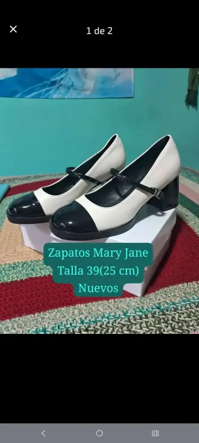 Zapatos Mary Jane blancos y negros talla 39 nuevos - miniatura 1