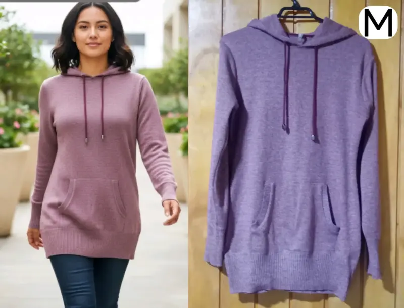 Polerón de mujer con capucha color lila