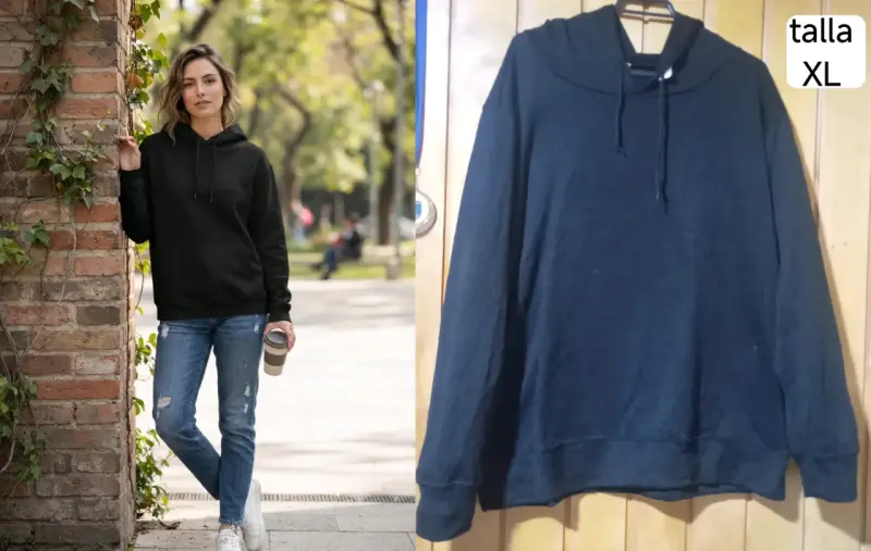 Polerón negro con capucha talla XL
