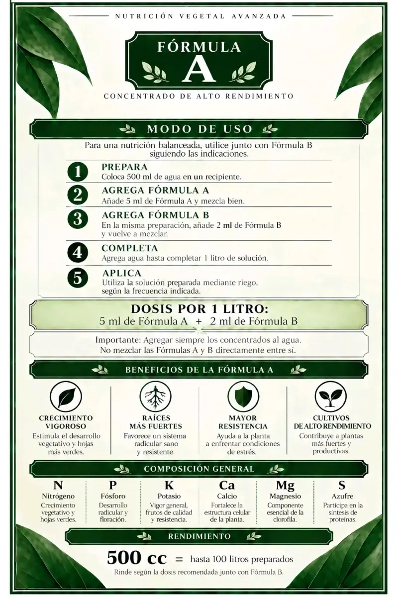 Kit de Nutrientes Fórmula A y B Plantas - 4