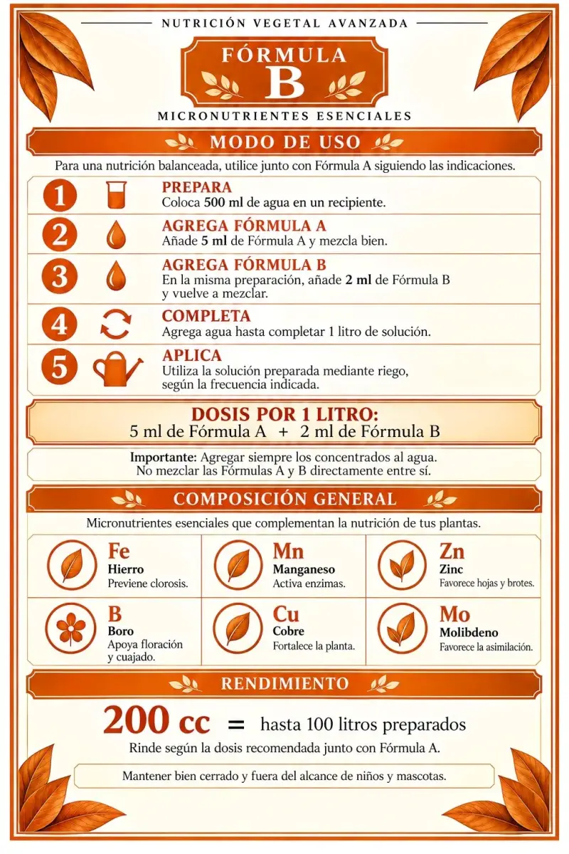 Kit de Nutrientes Fórmula A y B Plantas - 5