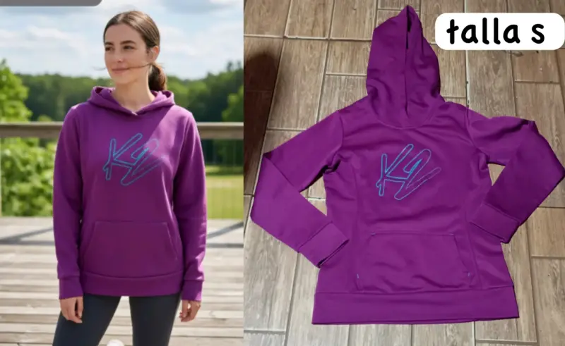 Polerón morado con capucha talla S
