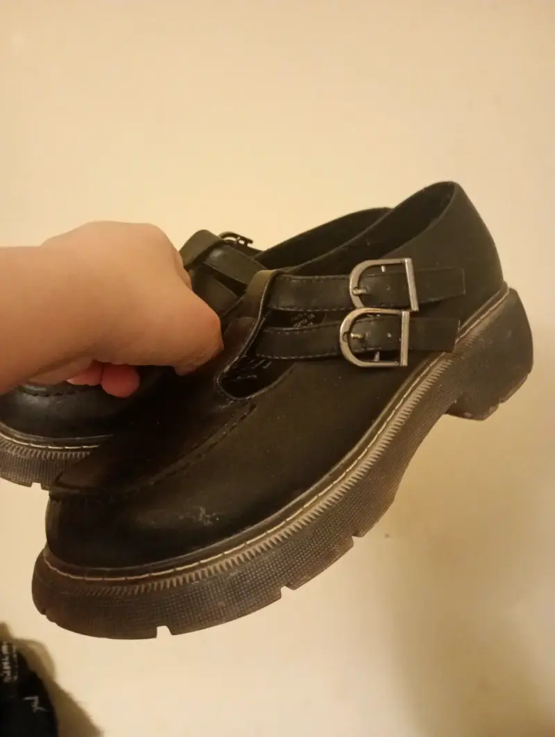 Zapatos de cuero negro con hebillas Romano - 1