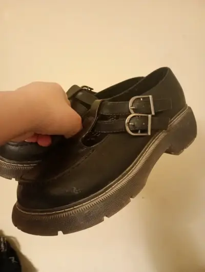 Zapatos de cuero negro con hebillas Romano - miniatura 1