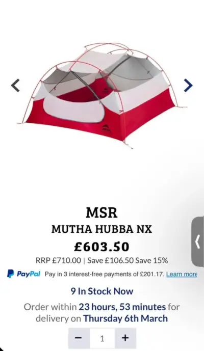 Carpa MSR Mutha Hubba NX para 3 personas - miniatura 3