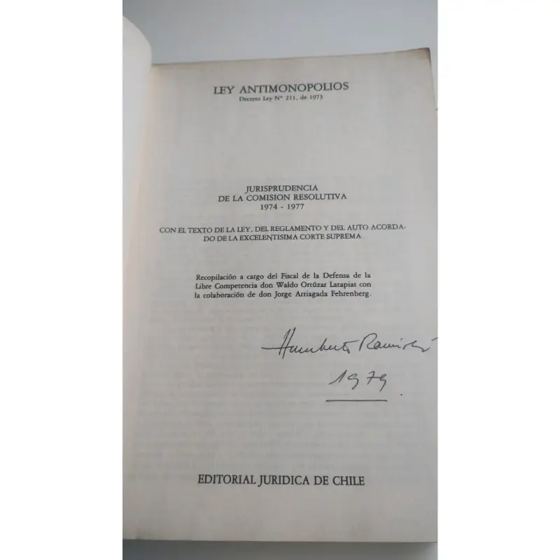 Libro Ley Antimonopolios Chile 1974-1977 - 2
