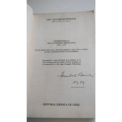 Libro Ley Antimonopolios Chile 1974-1977 - miniatura 2