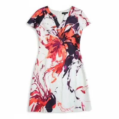 Vestido Tommy Hilfiger Talla L Corto Blanco Floral - miniatura 1