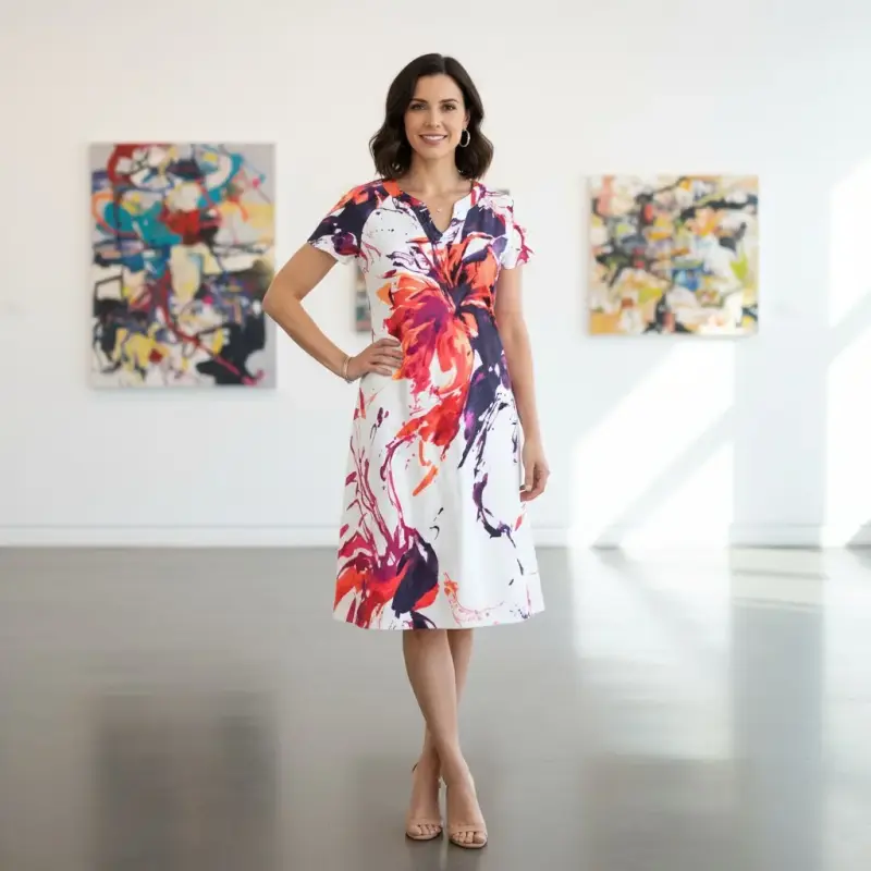 Vestido Tommy Hilfiger Talla L Corto Blanco Floral - 5