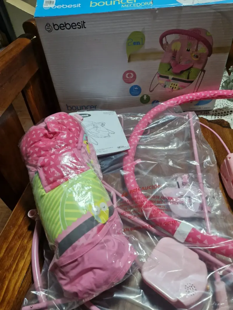 Silla mecedora para bebé Bebesit rosa - 3