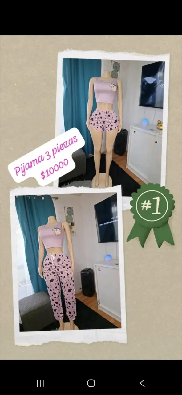 Pijama de Mujer 3 Piezas Estampado - 4
