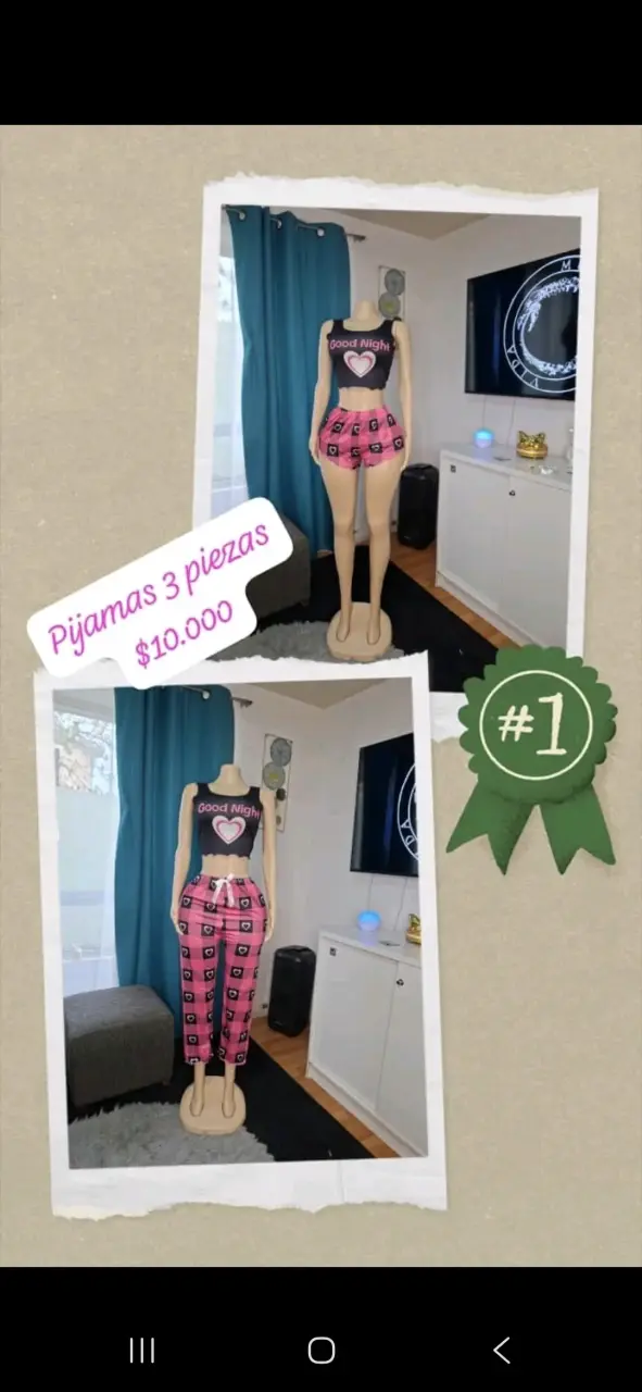 Pijama de Mujer 3 Piezas Estampado - 5
