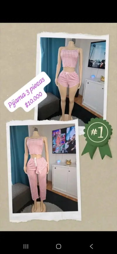 Pijama de Mujer 3 Piezas Estampado - miniatura 6