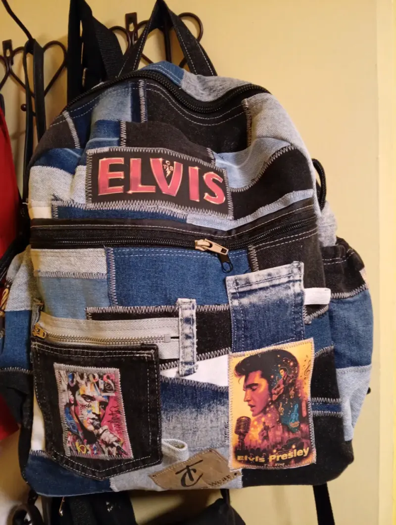 Mochila de mezclilla Elvis Presley con estampados