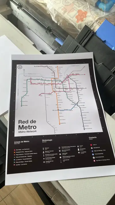 Mapa del Metro de Santiago en papel - miniatura 1