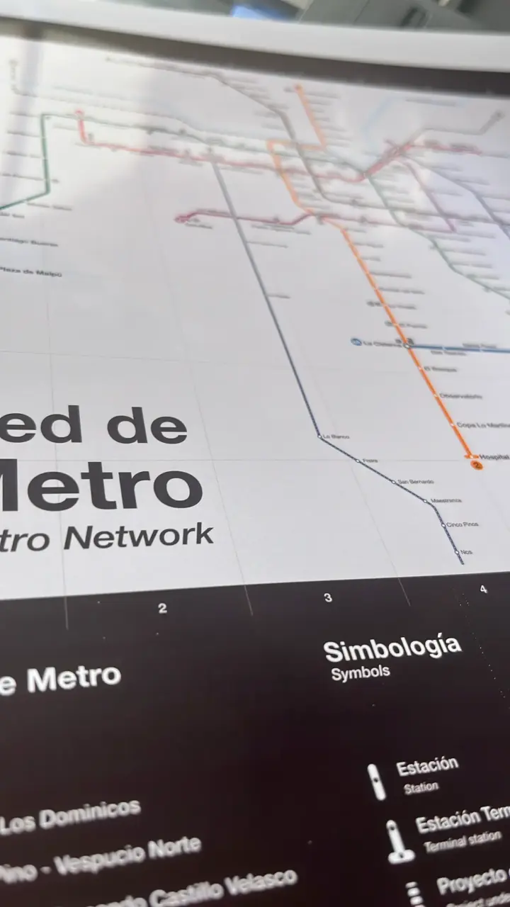 Mapa del Metro de Santiago en papel - 2