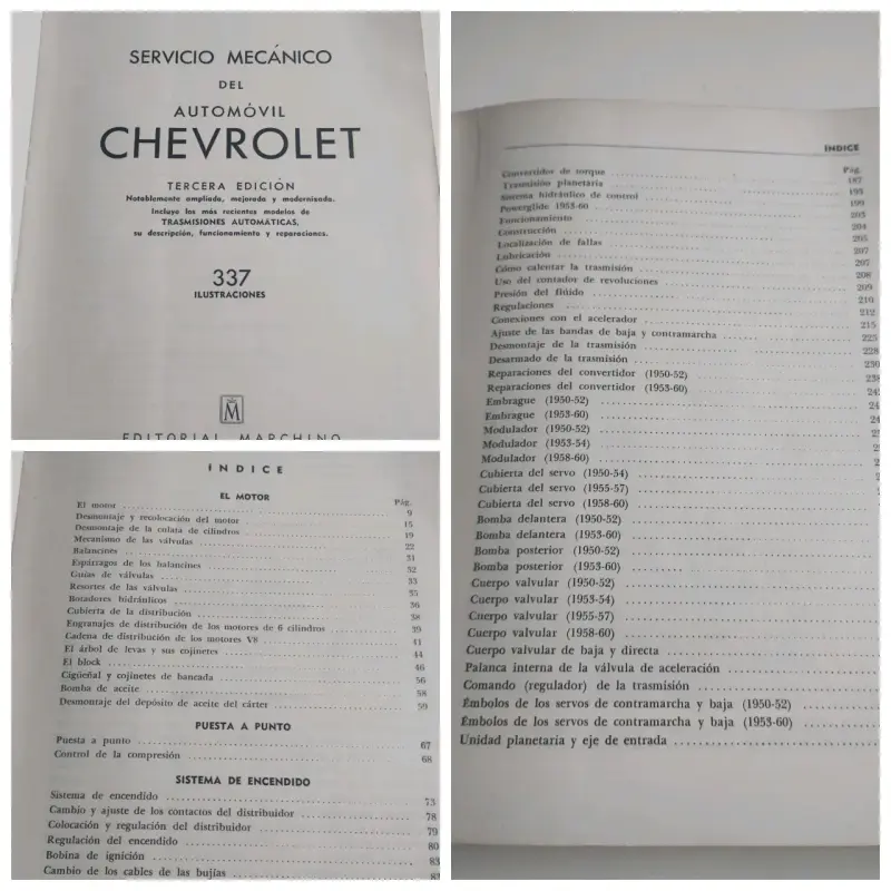 Libro Manual Servicio Mecánico Chevrolet año 1961 - 2