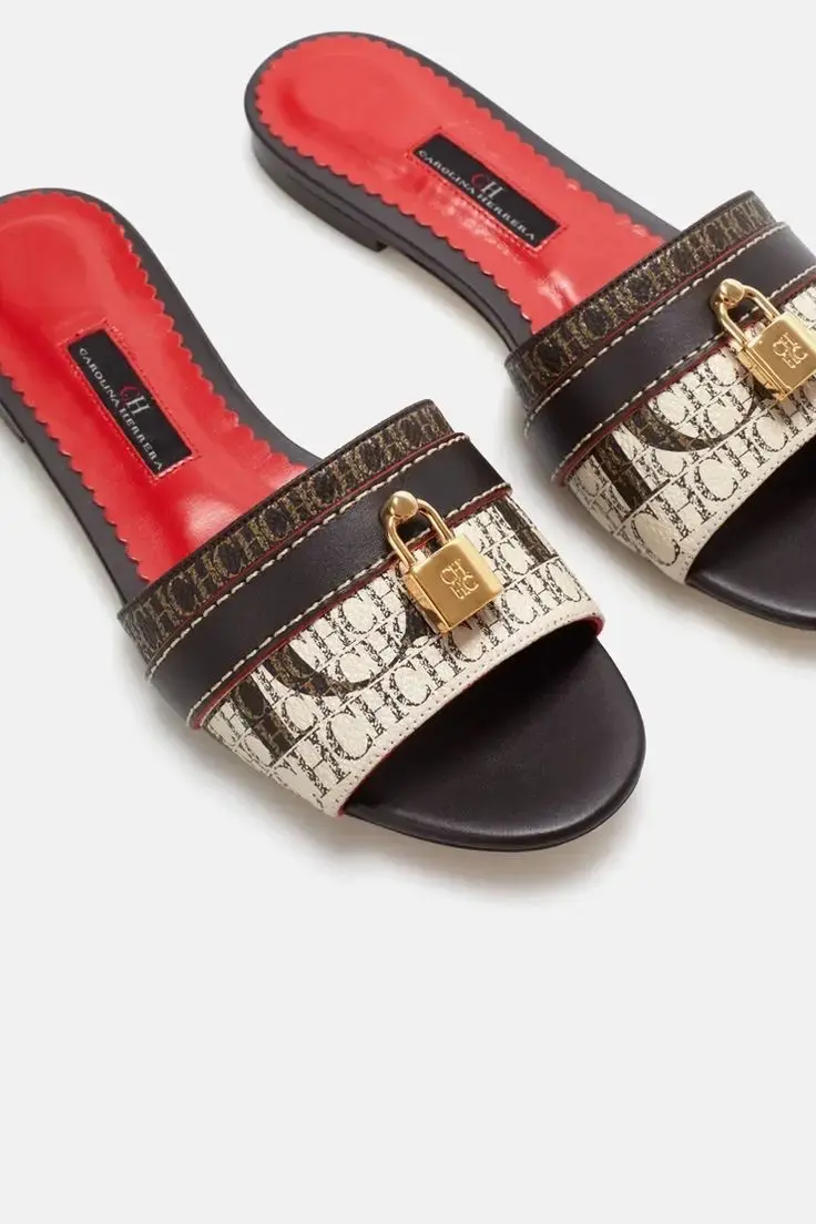Sandalias de cuero con logo y hebilla CH Carolina Herrera - 1