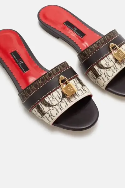Sandalias de cuero con logo y hebilla CH Carolina Herrera - miniatura 1
