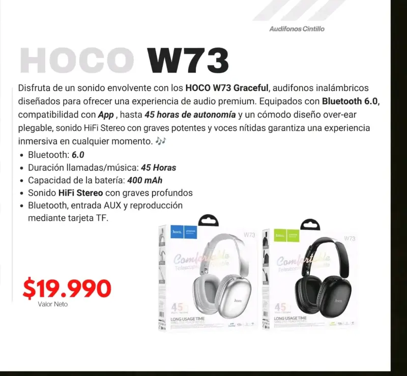 Audífonos Inalámbricos Hoco W73 Bluetooth - 2