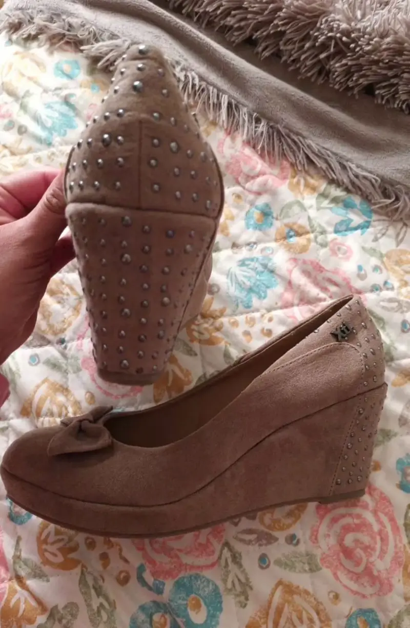 Ballerinas 38 de tacón con lazo y tachas y2k - 2