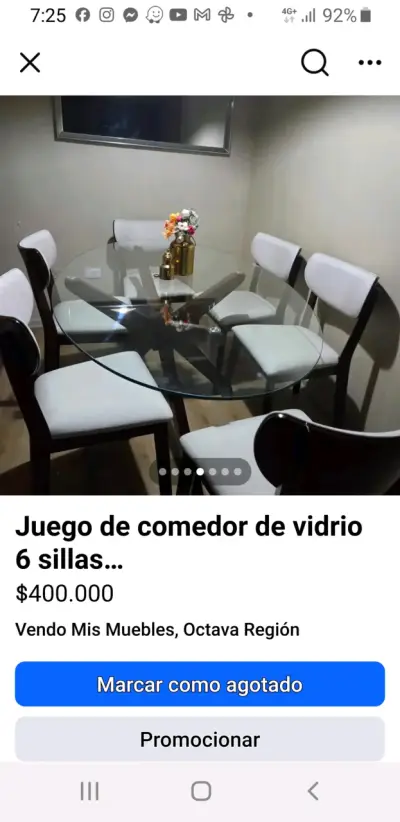 Juego de comedor de vidrio con 6 sillas - miniatura 2