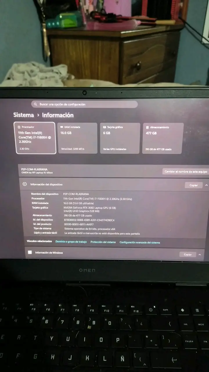 Laptop HP Omen 16 con Intel i7 y RTX 3060 - 1
