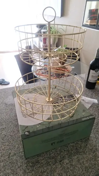 Cesta de fruta metálica de dos niveles - miniatura 2