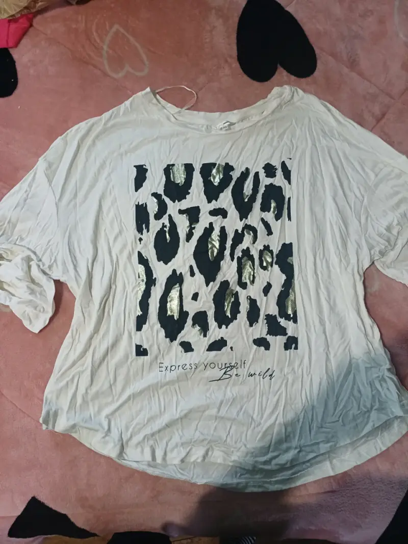 Polera estampada animal print blanca - 1