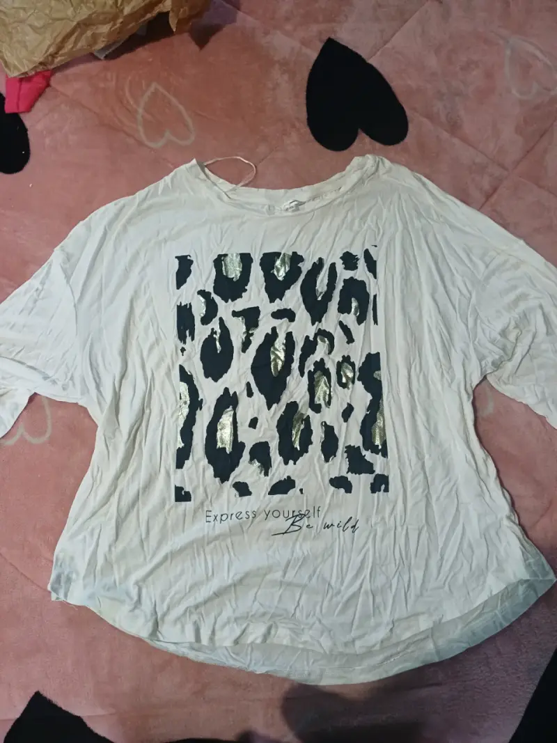 Polera estampada animal print blanca - 2