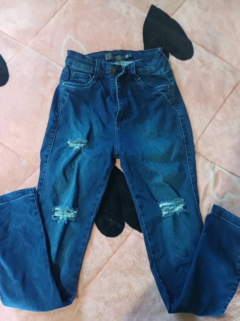 Jeans azul elasticado para mujer - 1