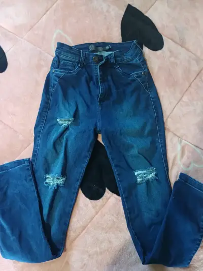 Jeans azul elasticado para mujer - miniatura 1