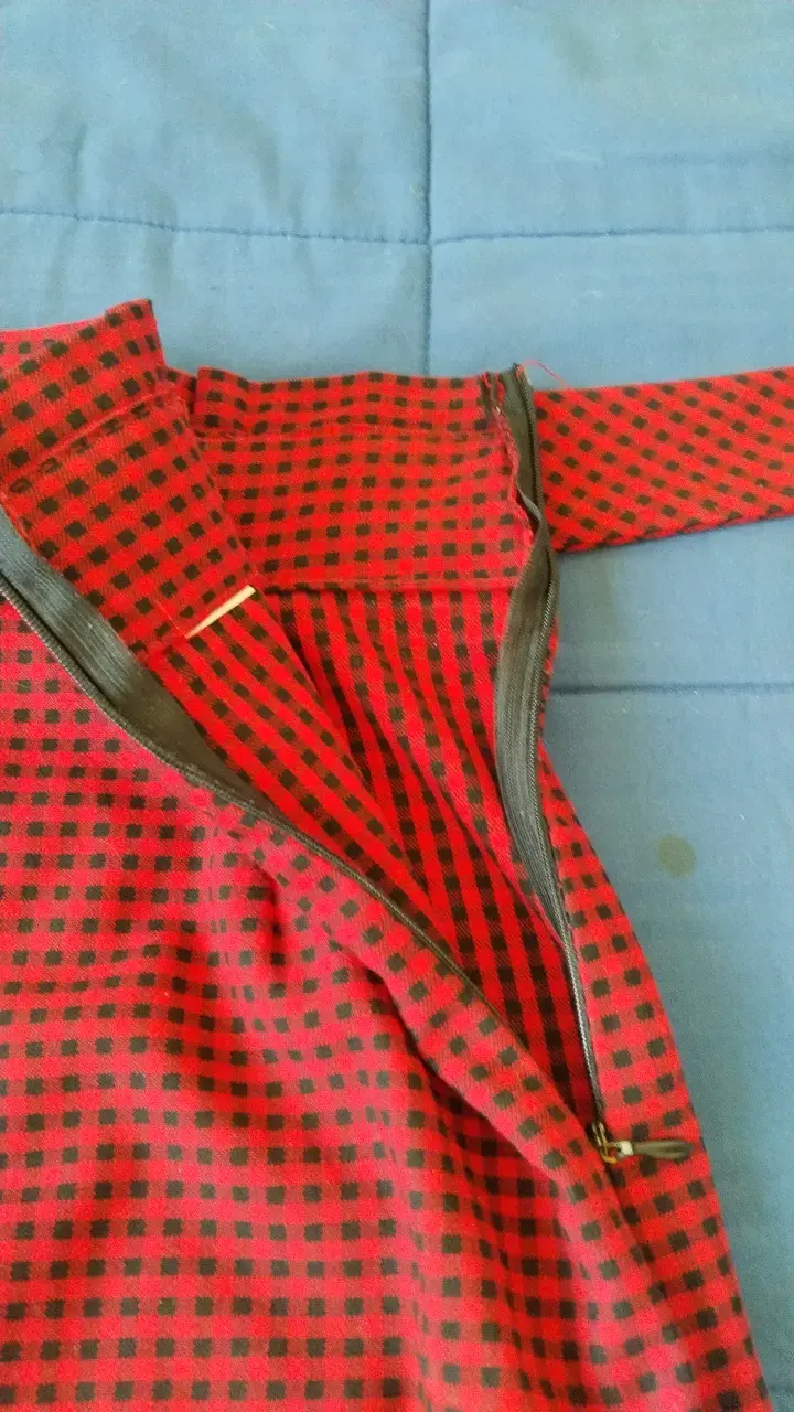 Falda lápiz roja a cuadros Zara TRF - 3