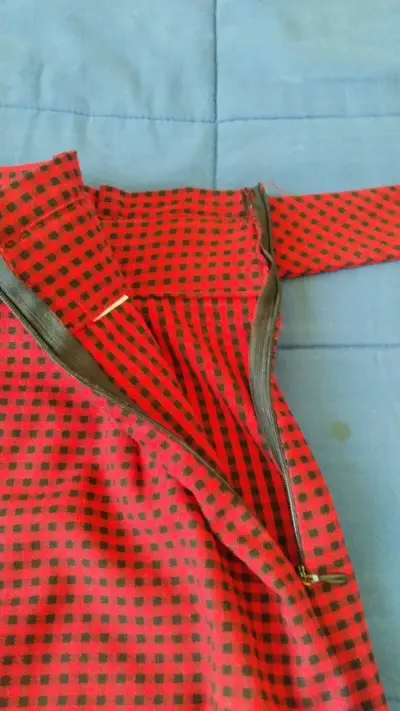 Falda lápiz roja a cuadros Zara TRF - miniatura 3